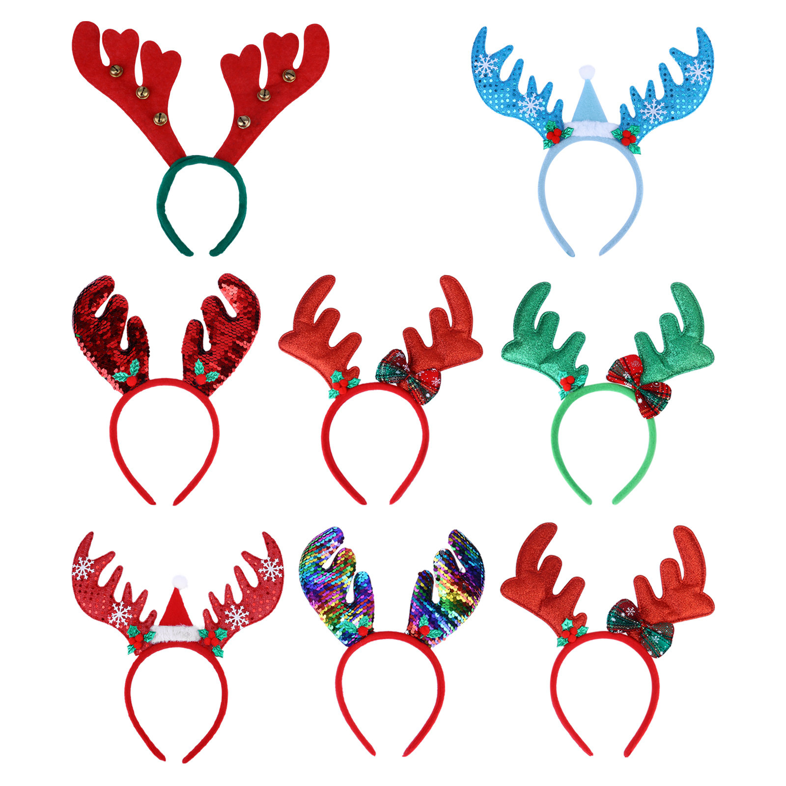 Reindeer Antlers Headband - 8 Pcs Antlers Headdress Pink Headband