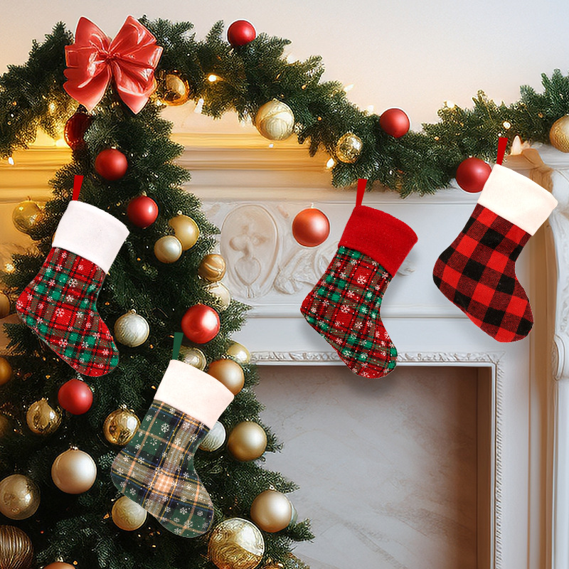 10PCS Christmas Stocking Gift  - Christmas Stocking Hanging 评论和价格