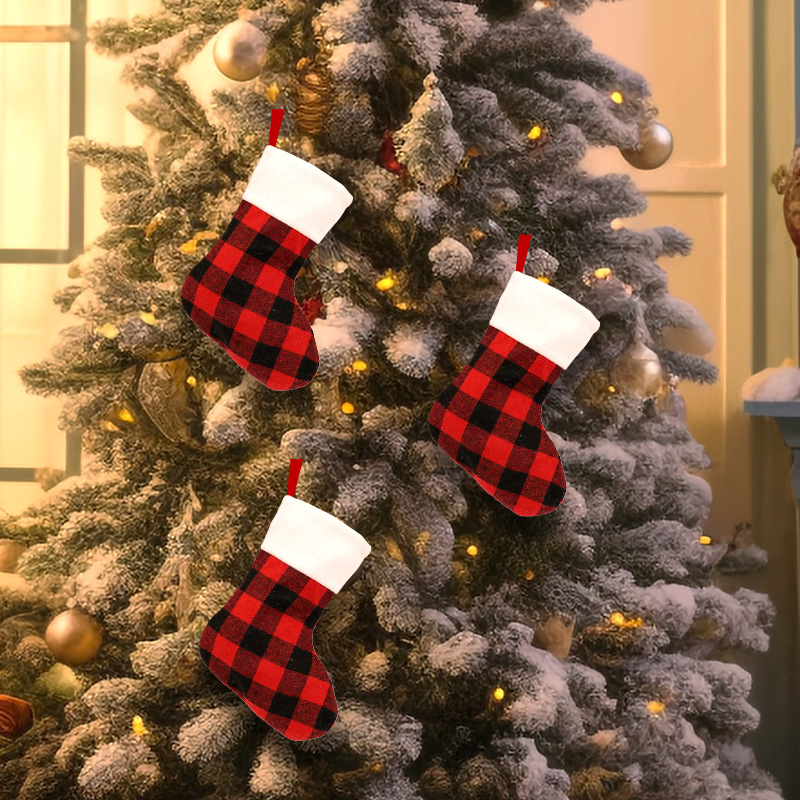 10PCS Christmas Stocking Gift  - Christmas Stocking Hanging 评论和价格