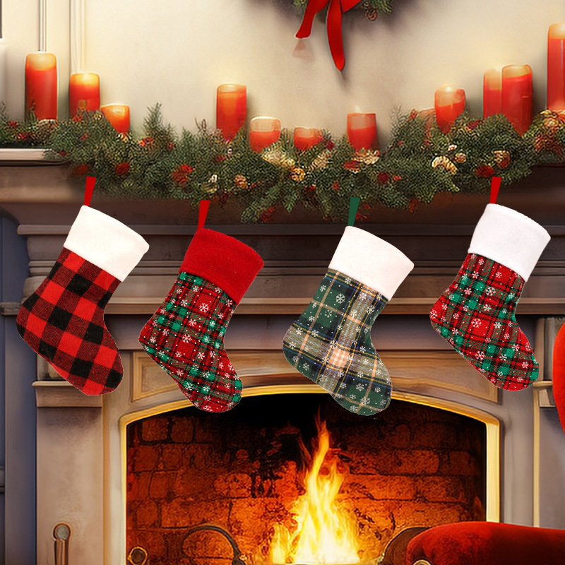10PCS Christmas Stocking Gift  - Christmas Stocking Hanging 评论和价格