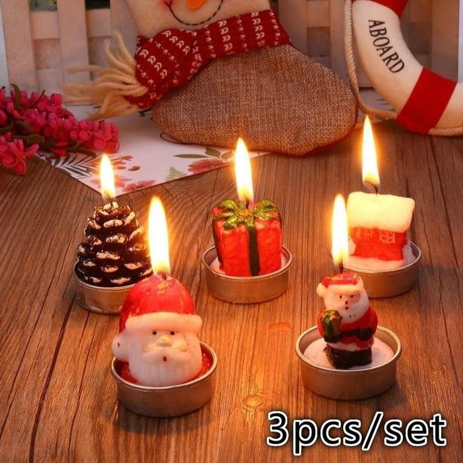 3Pcs Christmas Decorative Cand - Holiday Candle Set 评论和价格